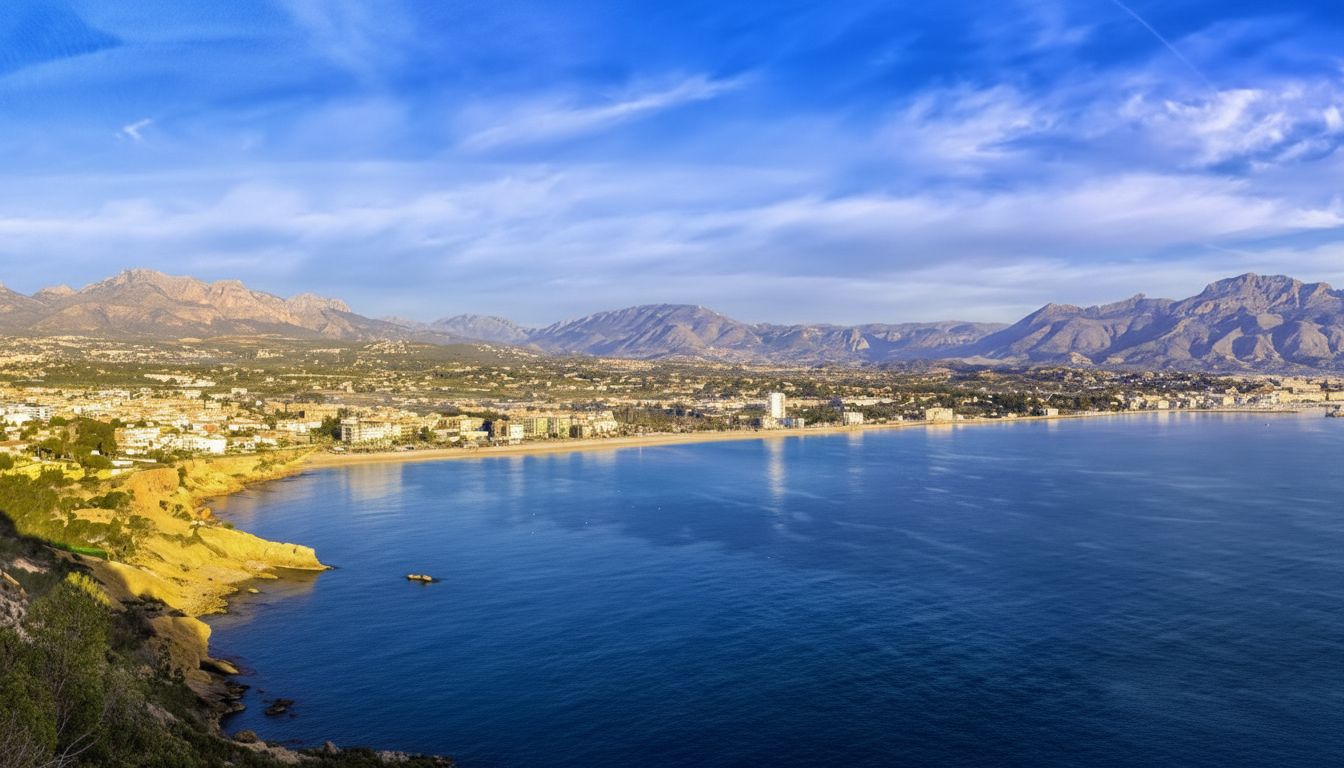 A bay with mountains behind